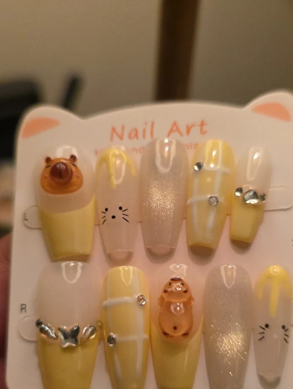 Cute Yellow Bear Pets Nail Art Size Large